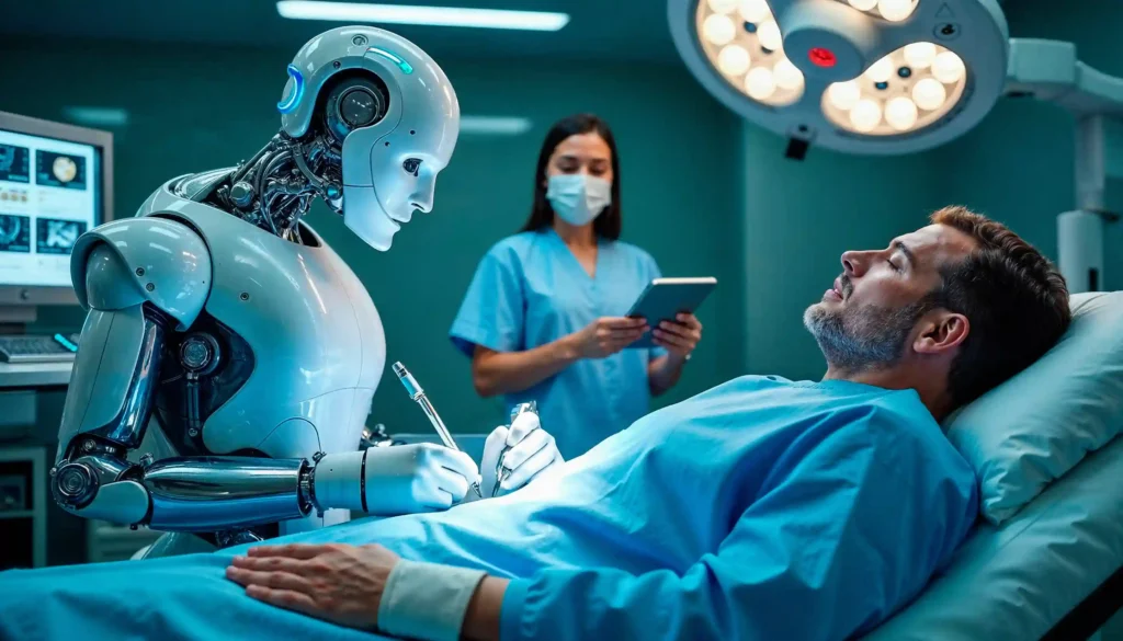 Robot performing surgery on patient in advanced UAE hospital